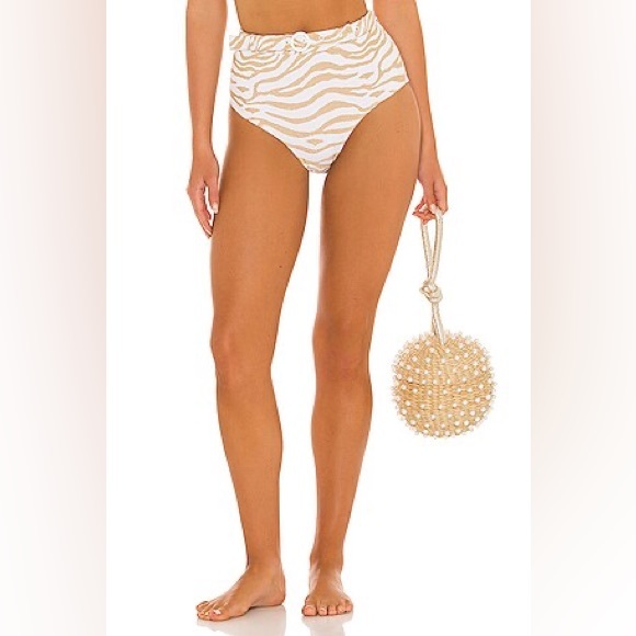 NWT SOLID & STRIPED X Sloane Stephens Jozy Bikini in Gold Zebra L - Picture 7 of 7